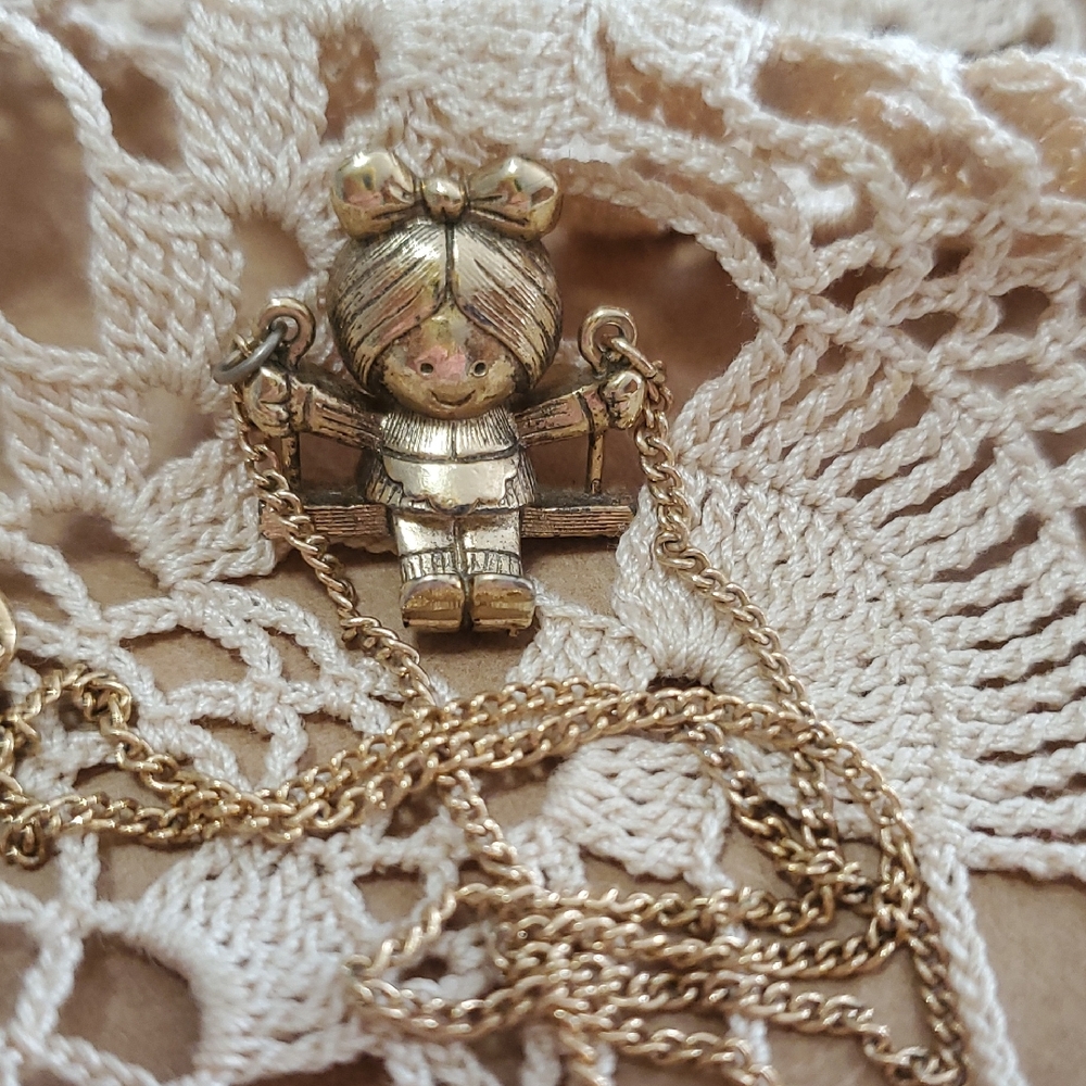 Gold-Tone Girl Pendant Necklace